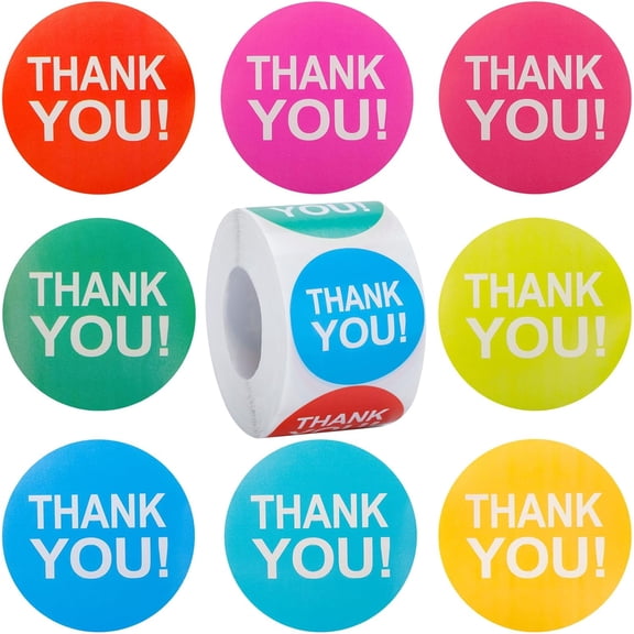 500 Piece Thank You Stickers 1.5 Inch Candy Color Packaging Small Business Seal Label Envelope Gift Wrap