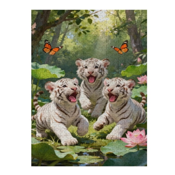 500 Piece Trio of Tigers Puzzle for Adults Impossible Hard Challenging Jigsaw Puzzle, Relaxing DIY Family Game, Home Decor, Interlock Perfectly No Dust, Fun Puzzles for Seniors 20.5x15 in