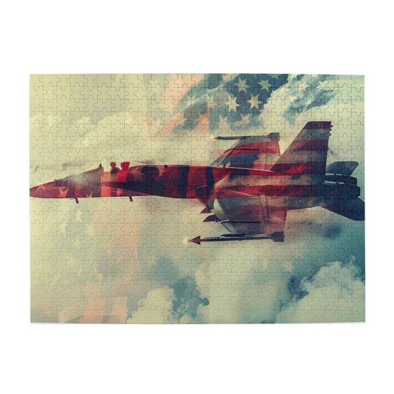 500 Piece USA Flag Fighter Jet Jigsaw Puzzle For Adults – Challenging & Relaxing Activity, Vibrant Patriotic Military Artwork, Great Brain Exercise & Unique Home Decor Gift Idea