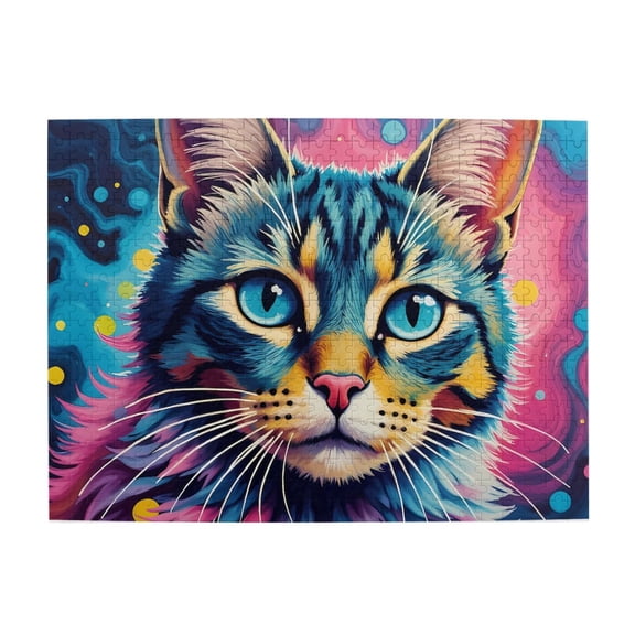 500 Piece Vibrant Abstract Cat Jigsaw Puzzle For Adults – Captivating Feline Art, Challenging Brain Exercise, Relaxing Fun, Unique Gift For Cat Lovers & Home Decor