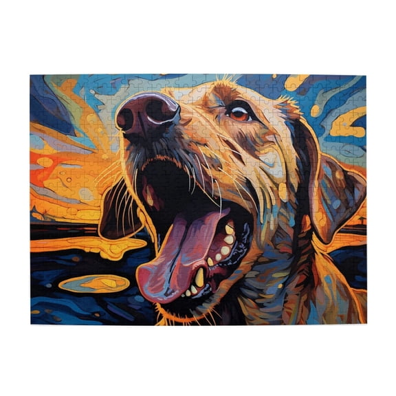 500 Piece Vibrant Abstract Dog Art Jigsaw Puzzle For Adults – Challenging, Relaxing Wooden Game, Brain Exercise, Home Decor, Great Gift For Pet Lovers