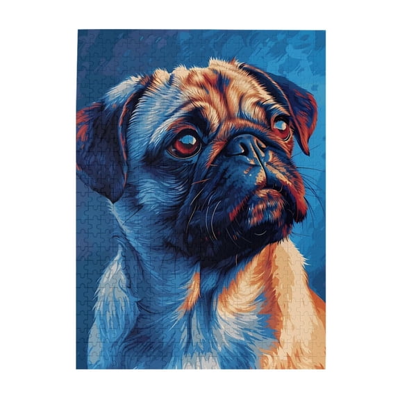 500 Piece Vibrant Artistic Pug Dog Wooden Jigsaw Puzzle For Adults – Challenging Brain Exercise, Relaxing Stress Relief Game, Cute Pet Home Decor, Great Gift For Animal Lovers