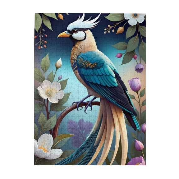 500 Piece Vibrant Crested Bird & Floral Jigsaw Puzzle For Adults – Challenging Wooden Brain Game, Relaxing Cognitive Activity, Artistic Home Decor, Ideal Gift