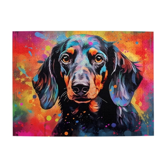 500 Piece Vibrant Dachshund Jigsaw Puzzle For Adults – Colorful Pop Art Dog Design, Challenging & Relaxing Brain Game, Stress Relief, Ideal Gift & Home Decor
