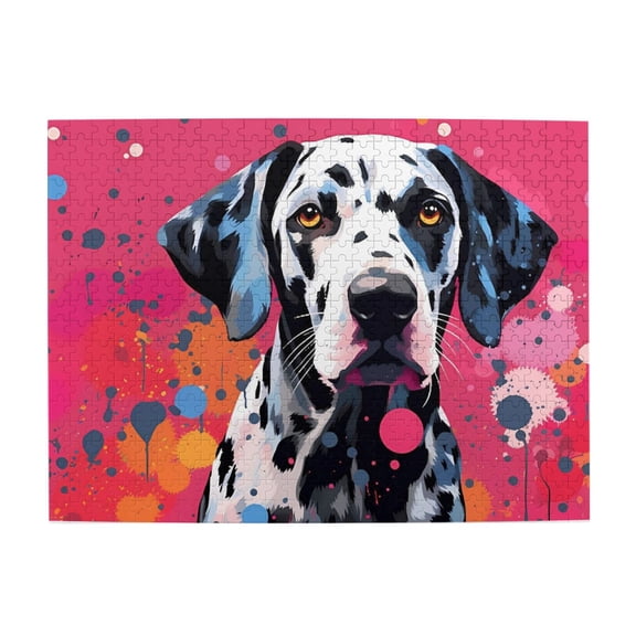 500 Piece Vibrant Pop Art Dalmatian Dog Jigsaw Puzzle For Adults Challenging, Relaxing Stress Relief, Artistic Home Decor & Great Gift Idea