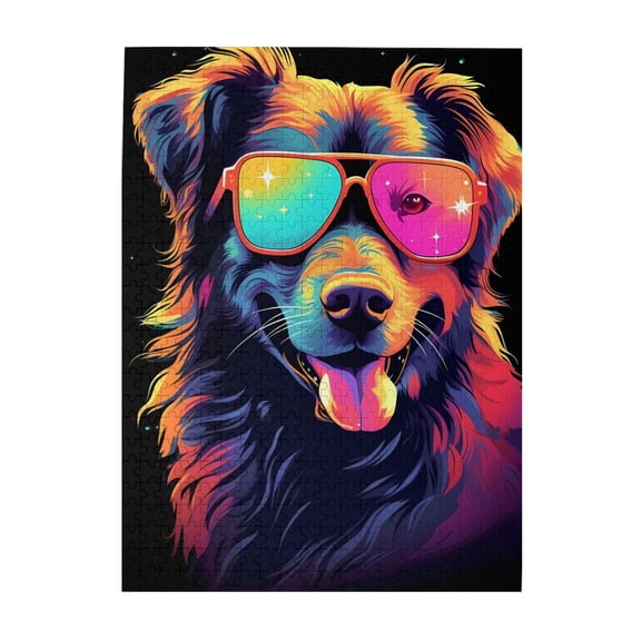 500 Piece Vibrant Pop Art Dog Jigsaw Puzzle For Adults – Cool Sunglasses Theme, Challenging Brain Exercise & Relaxing Fun, Great Gift Idea And Modern Decor
