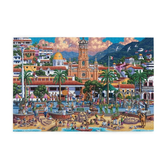500 Piece Vibrant Puerto Vallarta Jigsaw Puzzle For Adults – Challenging & Relaxing Brain Exercise, Artistic Wall Art, Thoughtful Gift For Travel Lovers.