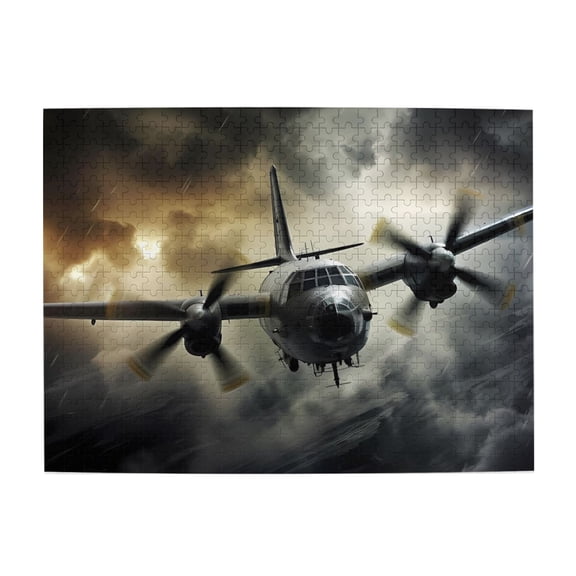 500 Piece Vintage Propeller Plane In Storm Jigsaw Puzzle For Adults – Challenging Brain Exercise, Relaxing Stress Relief, Artistic Home Decor, Great Gift For Aviation Fans
