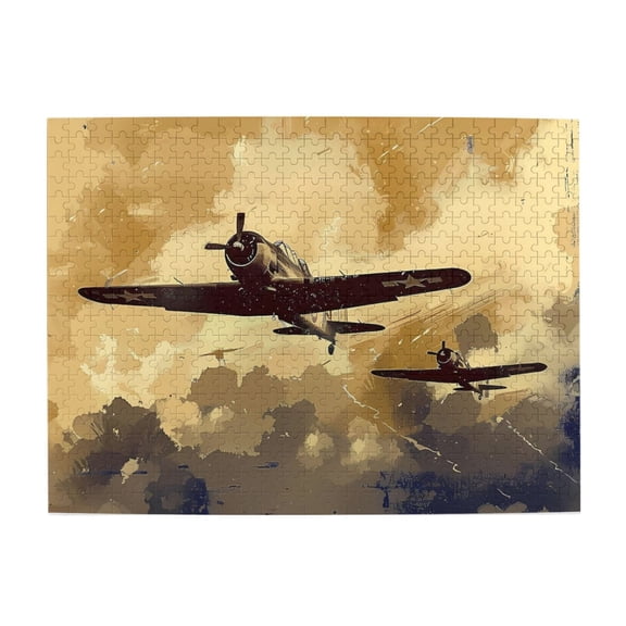 500 Piece Vintage WWII Fighter Plane Jigsaw Puzzle For Adults – Captivating Military Art, Challenging Brain Workout, Relaxing Activity & Ideal Gift