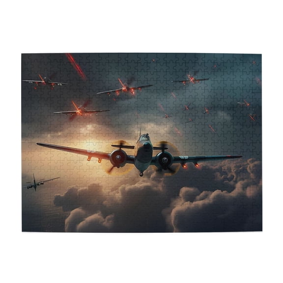 500 Piece Vintage WWII Fighter Planes Jigsaw Puzzle For Adults – Dynamic Military Aviation Art, Challenging Wooden Game, Relaxing Brain Exercise, Ideal Gift, Home Decor