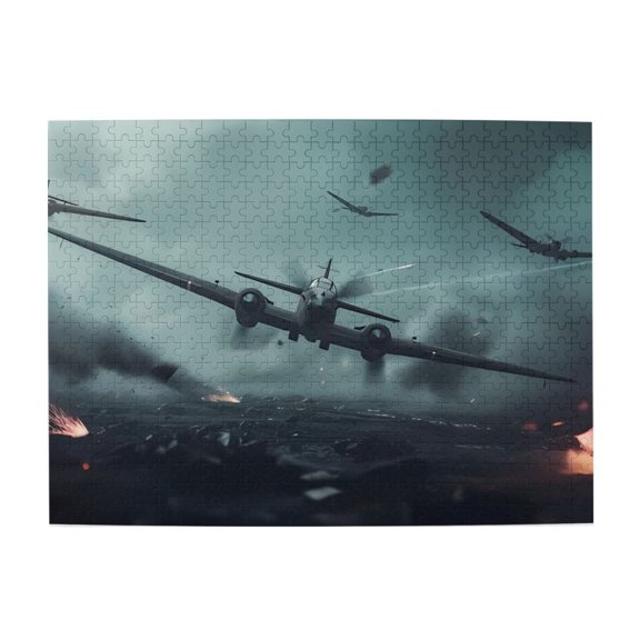 500 Piece WWII Aerial Combat Jigsaw Puzzle For Adults – Challenging Wooden Military Aircraft Scene, Relaxing Brain Teaser, Ideal Gift Idea & Home Decor