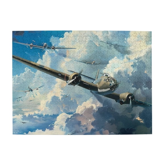 500 Piece WWII Bomber Formation Jigsaw Puzzle For Adults – Vibrant Military Aircraft Art, Challenging & Relaxing Brain Exercise, Great Gift For History Buffs & Home Decor