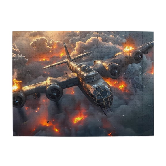 500 Piece WWII Bomber Jigsaw Puzzle For Adults – Challenging Wooden Game, Dynamic Aerial Combat Art, Relaxing Brain Teaser, Great Gift & Home Decor