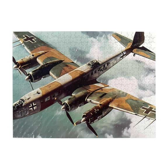 500 Piece WWII Bomber Plane Wooden Jigsaw Puzzle For Adults – Detailed Military Aircraft Art, Challenging & Relaxing Brain Game, Great Gift Idea For History Enthusiasts & Home Decor