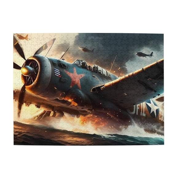 500 Piece WWII Fighter Plane Jigsaw Puzzle For Adults – Captivating Military Seascape Artwork, Challenging Wooden Brain Exercise, Relaxing Home Decor, Ideal Gift For History Fans