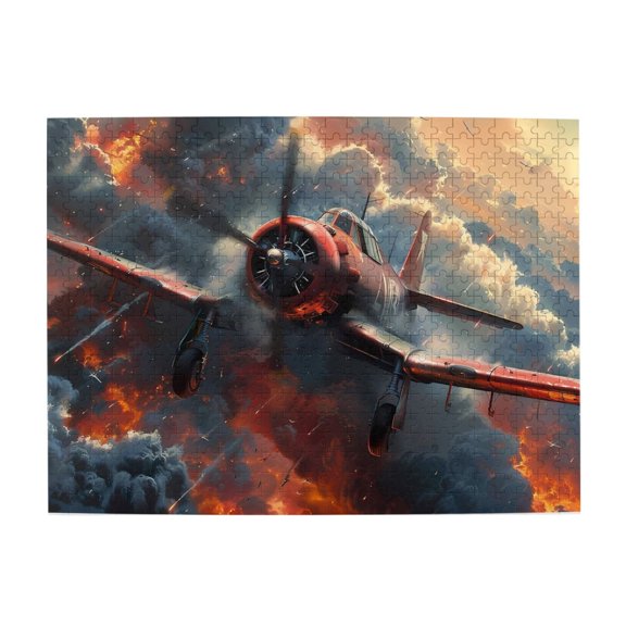 500 Piece WWII Fighter Plane Jigsaw Puzzle For Adults – Challenging Aerial Combat Artwork, Relaxing Brain Exercise, Wooden Interlocking Pieces, Great Gift Idea & Home Decor