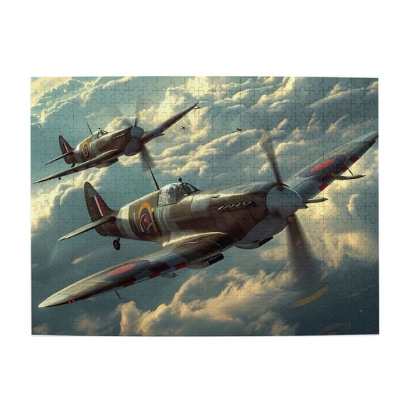 500 Piece WWII Fighter Plane Jigsaw Puzzle For Adults – Challenging & Relaxing Wooden Game, Vintage Military Aircraft Art, Great Gift Idea & Home Decor