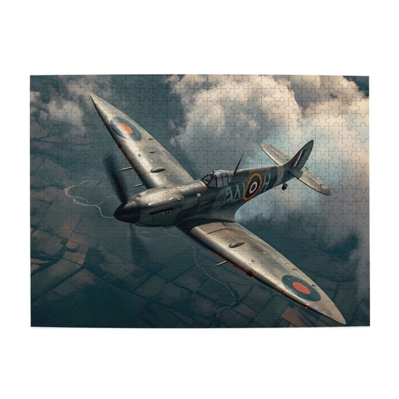 500 Piece WWII Fighter Plane Jigsaw Puzzle For Adults Challenging & Relaxing Wooden Game, Vintage Military Aircraft Artwork, Brain Exercise & Great Gift Idea For Aviation Fans, Unique Home Decor