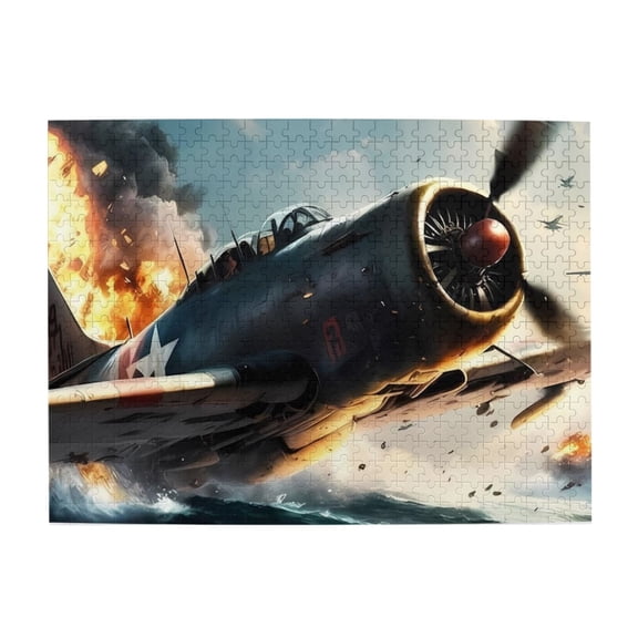 500 Piece WWII Fighter Plane Jigsaw Puzzle For Adults – Dynamic Military Combat Artwork, Challenging Brain Exercise, Relaxing Stress Relief Activity, Home Decor & Gift Idea