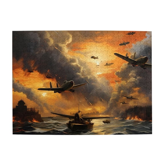 500 Piece WWII Naval Battle Jigsaw Puzzle For Adults – Challenging Brain Teaser, Relaxing Game, Epic Fighter Plane Artwork, Ideal Gift For History Buffs, Wall Decor