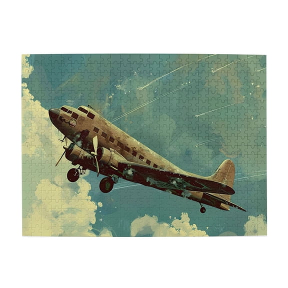 500 Piece WWII Transport Plane Jigsaw Puzzle For Adults – Challenging Aviation Artwork, Relaxing Brain Exercise Activity, Great Gift For History Enthusiasts & Home Decor