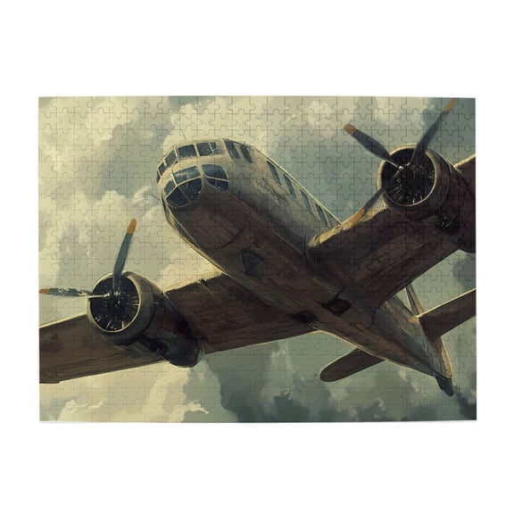 500 Piece WWII Transport Plane Jigsaw Puzzle For Adults – Challenging Brain Exercise, Relaxing Wooden Game, Vintage Aviation Art, Great Gift & Home Decor