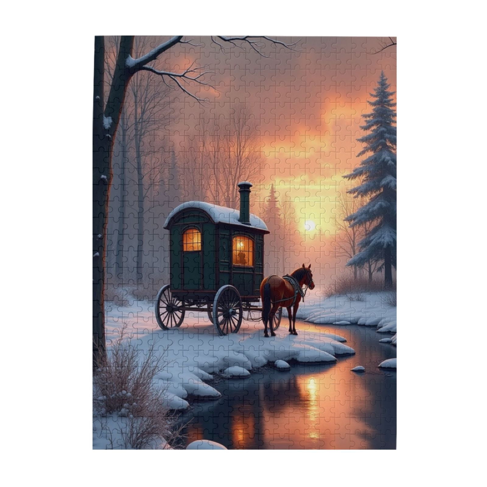 500 Piece Winter Wonderland Jigsaw Puzzle For Adults Horse Drawn Wagon ...
