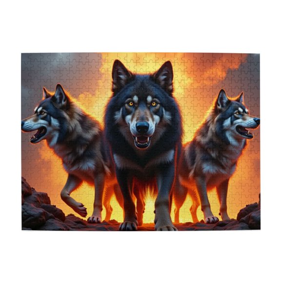 500 Piece Wolves At Sunset Jigsaw Puzzle For Adults – Challenging & Fun Adult Puzzle Game， Vibrant Artwork， Great Gift Idea， Home Decor