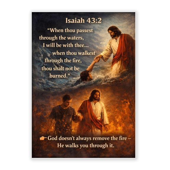 500-Piece Wood Jigsaw Puzzle, Isaiah 43:2 Bible Verse Jesus Rescue From Water & Fire Inspirational Christian Art, High-Difficulty, Family Activity, Home Wall Decor, Eco-Friendly, 20.5x15in