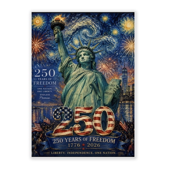 500-Piece Wood Jigsaw Puzzle, US 250 Years Freedom Statue Of Liberty Starry Night Van Gogh Patriotic USA Art, High-Difficulty, Family Activity, Home Wall Decor, Eco-Friendly, 20.5×15in