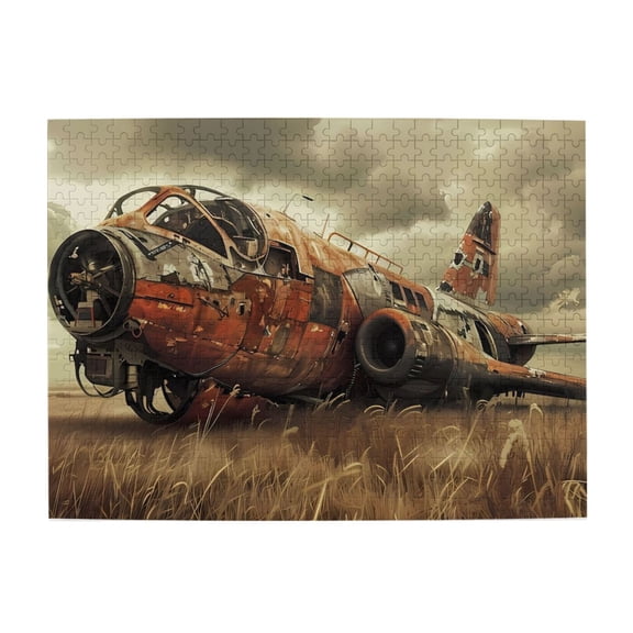 500 Piece Wooden Abandoned Plane Jigsaw Puzzle For Adults Captivating Historic Aircraft Art, Challenging Brain Exercise, Relaxing Stress Relief Game, Great Gift For Aviation Fans