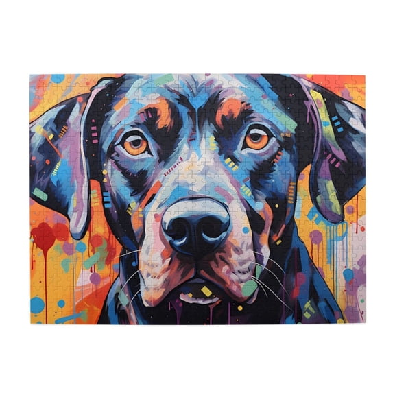 500 Piece Wooden Abstract Colorful Dog Jigsaw Puzzle For Adults – Challenging, Relaxing Brain Game, Vibrant Pop Art Home Decor, Unique Gift For Pet Lovers