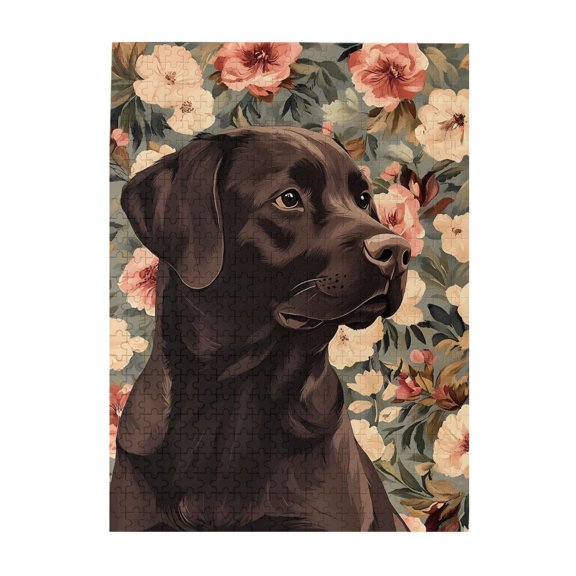 500 Piece Wooden Brown Labrador Dog Jigsaw Puzzle For Adults – Vibrant Floral Art, Challenging & Relaxing Brain Game, Ideal Gift For Pet Lovers & Home Decor