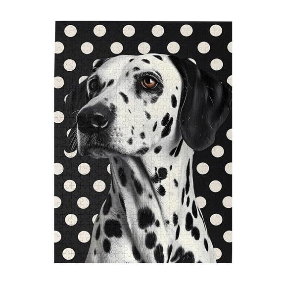 500 Piece Wooden Dalmatian Dog Jigsaw Puzzle For Adults – Artistic Black & White Polka Dot Design, Challenging, Relaxing Brain Game & Stress Relief, Great Gift Idea, Home Wall Art