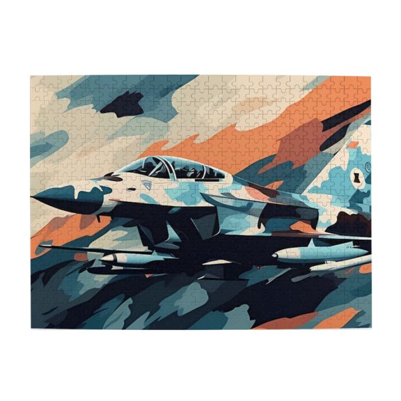 500 Piece Wooden Fighter Jet Jigsaw Puzzle For Adults – Vibrant Camouflage Artwork, Challenging Brain Exercise, Relaxing Stress Relief Activity, Unique Gift For Aviation Fans, Home Decor