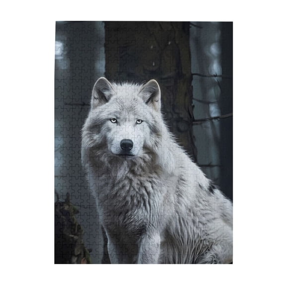 500-Piece Wooden Jigsaw Puzzle for Adults - Arctic Wolf Forest Predator , Fun & Relaxing Interlocking No-Dust Puzzle for Family, Home Decor & Holiday Gifts