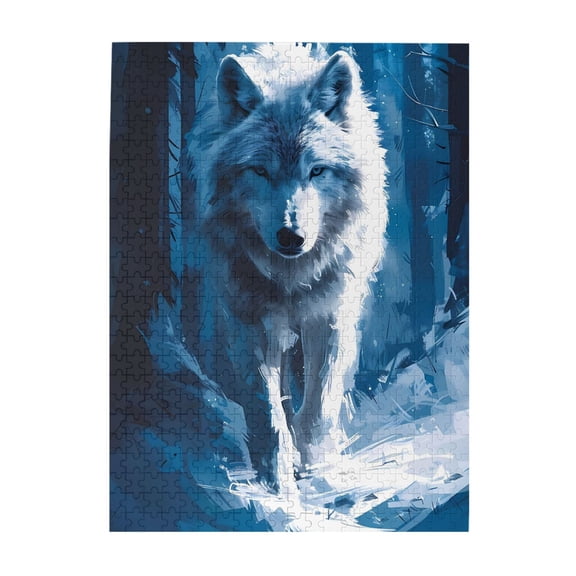 500-Piece Wooden Jigsaw Puzzle for Adults - Arctic Wolf Winter Forest Snow , Fun & Relaxing Family Game, No-Dust Interlocking Pieces, Perfect Wall Decor & Holiday Gift