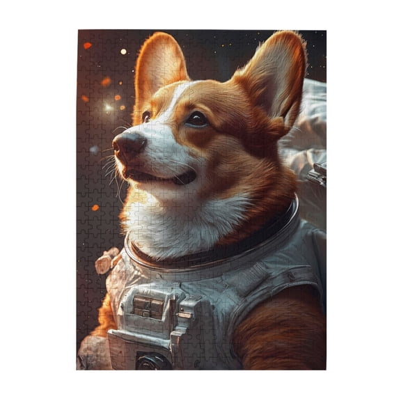 500-Piece Wooden Jigsaw Puzzle for Adults - Dog Astronaut Space Suit Gaze , Fun & Relaxing Family Game, No-Dust Interlocking Pieces, Perfect Wall Decor & Holiday Gift