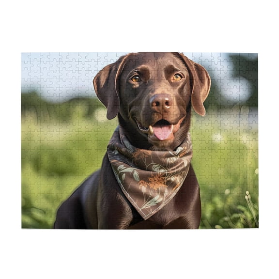 500-Piece Wooden Jigsaw Puzzle for Adults - Dog Bandana Field Outdoors , Fun & Relaxing Interlocking No-Dust Puzzle for Family, Home Decor & Holiday Gifts