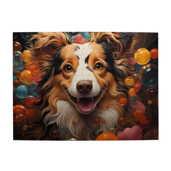 500-Piece Wooden Jigsaw Puzzle for Adults - Dog Bubbles Artistic Portrait , Fun & Relaxing Interlocking No-Dust Puzzle for Family, Home Decor & Holiday Gifts