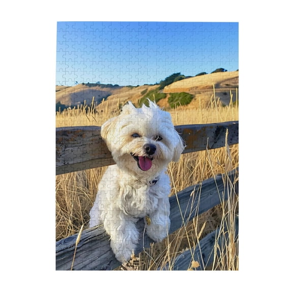 500-Piece Wooden Jigsaw Puzzle for Adults - Dog On Fence Countryside Sunny , Fun & Relaxing Family Game, No-Dust Interlocking Pieces, Perfect Wall Decor & Holiday Gift