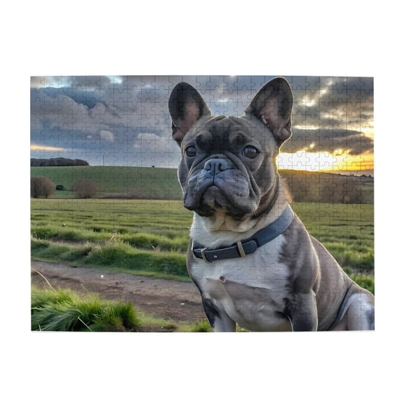 500-Piece Wooden Jigsaw Puzzle for Adults - Dog Field Sunset Collar Clouds , Fun & Relaxing Interlocking No-Dust Puzzle for Family, Home Decor & Holiday Gifts