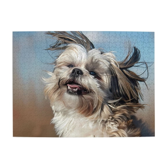 500-Piece Wooden Jigsaw Puzzle for Adults - Dog Portrait Fluffyss Fur Happy , Fun & Relaxing Family Game, No-Dust Interlocking Pieces, Perfect Wall Decor & Holiday Gift