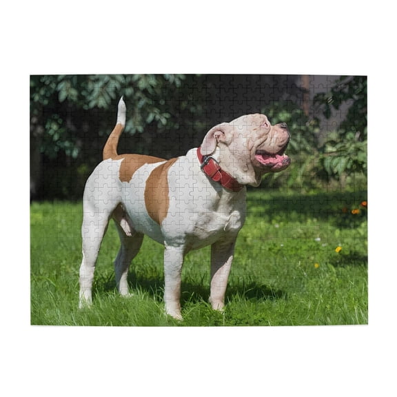500-Piece Wooden Jigsaw Puzzle for Adults - Dog With Red Collar Lawn , Fun & Relaxing Interlocking No-Dust Puzzle for Family, Home Decor & Holiday Gifts