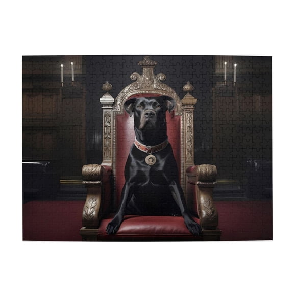 500-Piece Wooden Jigsaw Puzzle for Adults - Dog On Throne Royal Portrait , Fun & Relaxing Family Game, No-Dust Interlocking Pieces, Perfect Wall Decor & Holiday Gift
