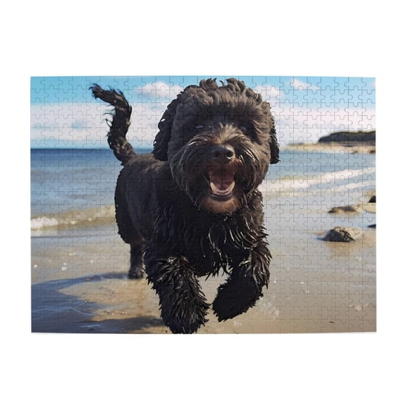 500-Piece Wooden Jigsaw Puzzle for Adults - Happy Dog Beach Run , Fun & Relaxing Family Game, No-Dust Interlocking Pieces, Perfect Wall Decor & Holiday Gift