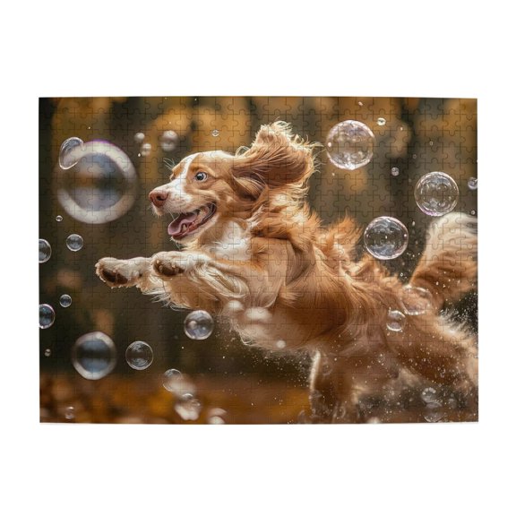 500-Piece Wooden Jigsaw Puzzle for Adults - Happy Dog With Bubbles , Fun & Relaxing Interlocking No-Dust Puzzle for Family, Home Decor & Holiday Gifts