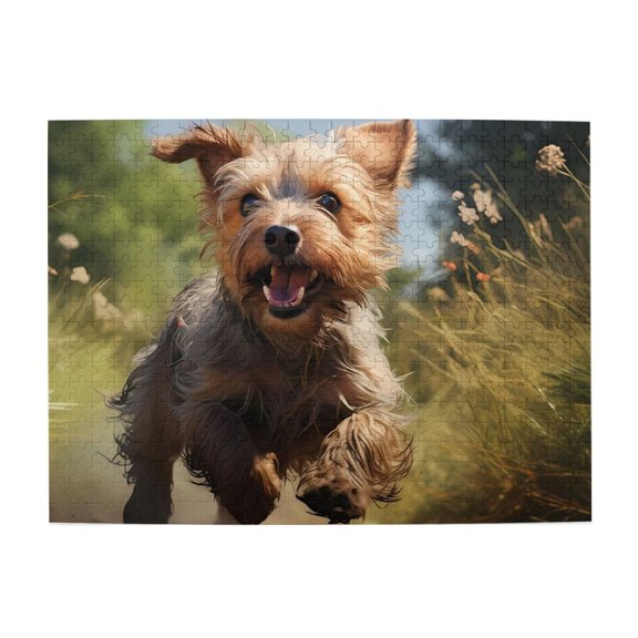 500-Piece Wooden Jigsaw Puzzle for Adults - Happy Dog Running Meadow , Fun & Relaxing Family Game, No-Dust Interlocking Pieces, Perfect Wall Decor & Holiday Gift