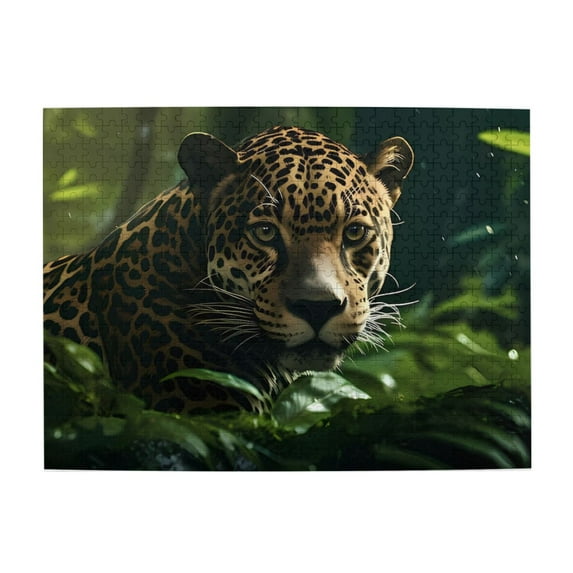 500-Piece Wooden Jigsaw Puzzle for Adults - Jaguarss Forest Greenery Wildlife , Fun & Relaxing Interlocking No-Dust Puzzle for Family, Home Decor & Holiday Gifts
