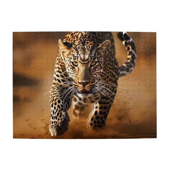 500-Piece Wooden Jigsaw Puzzle for Adults - Leopard Approaching Danger , Fun & Relaxing Family Game, No-Dust Interlocking Pieces, Perfect Wall Decor & Holiday Gift